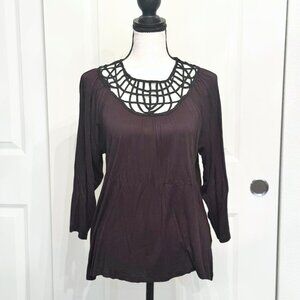 NEW Anthropologie Graciela Black Bohemian Blouse Top, Size XS